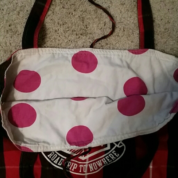 Victorias Secret Plaid Overnight Duffel Tote Bag - Picture 2 of 3