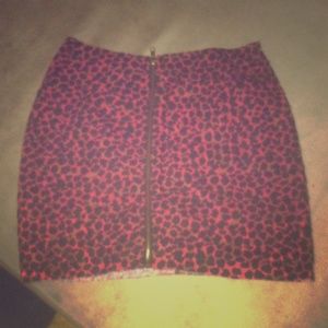 Tight red cheetah print skirt