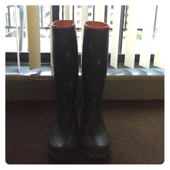 Forest green polo rain boots