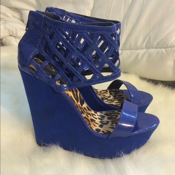 Suede Navy Wedges