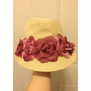 Fedora with floral accent