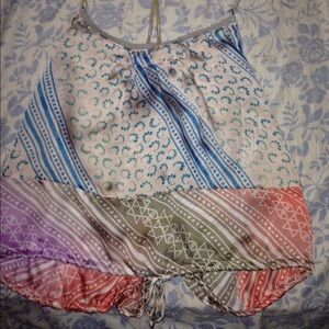 Silk crop top with woven detail