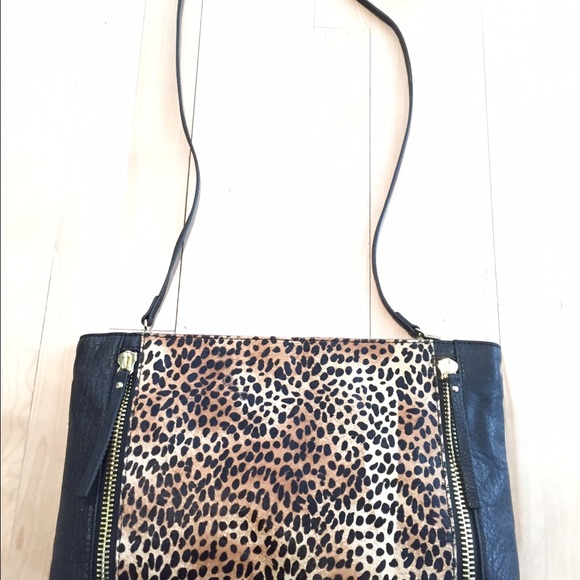 New Leopard and Black Leather Hand Bag
