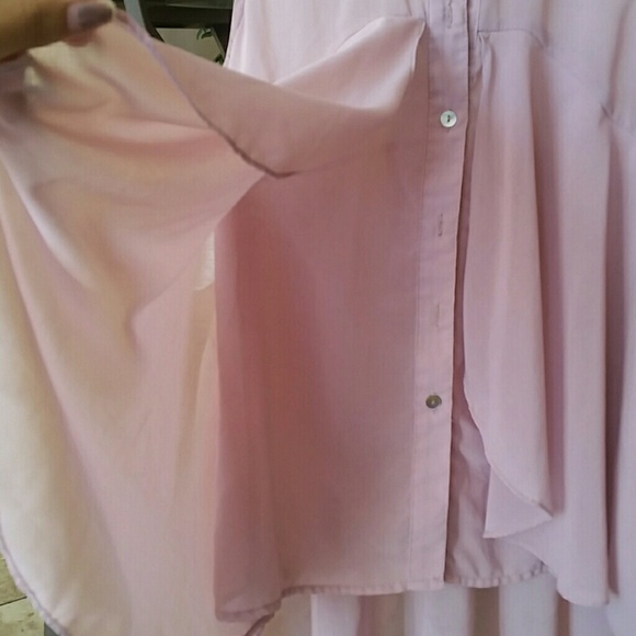 Sheer Pink Low to High Sleeveless Top - Picture 3 of 4