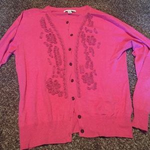 Embroidered pink cardigan