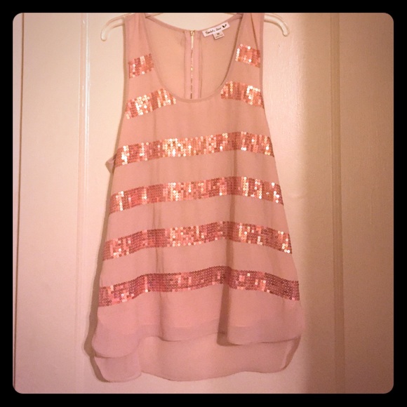 Peach tank with sequins