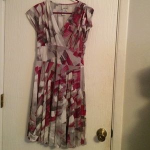 Pleated gray and fuchsia dress