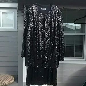Black Sequin Dress With Jacket