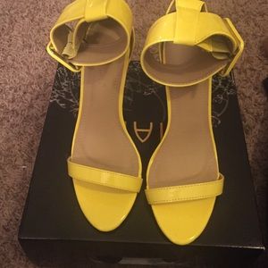 Yellow wedge sandals