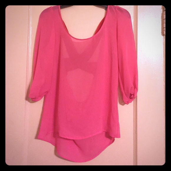 Pink blouse with sexy back