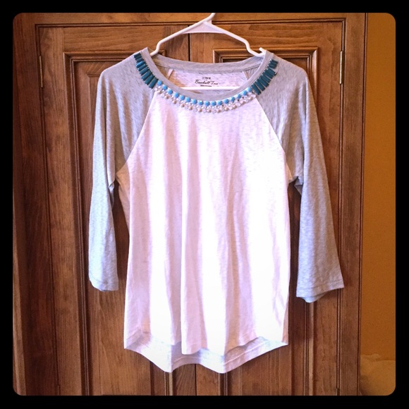 Girly Beaded Baseball Tee Jcrew Factory szM⚾️⚾️⚾️