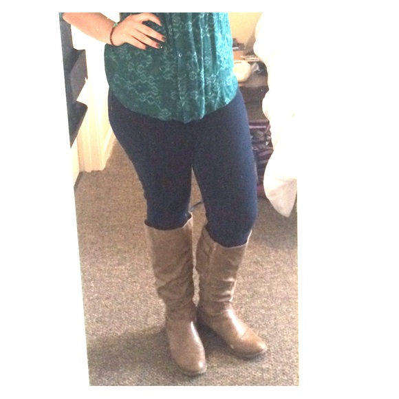 Camel colored wide calf boots!!