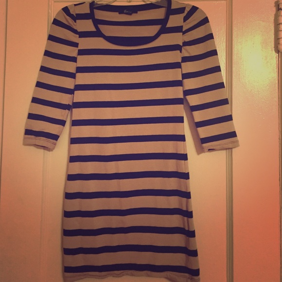 Tan and black stripe dress