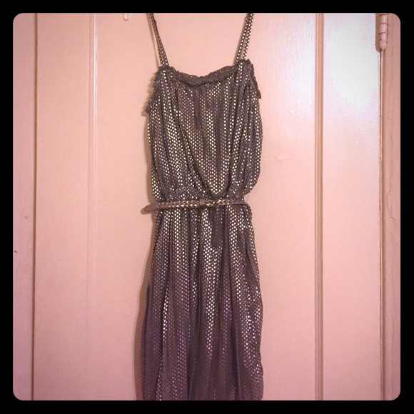 Grey and silver polka dot dress