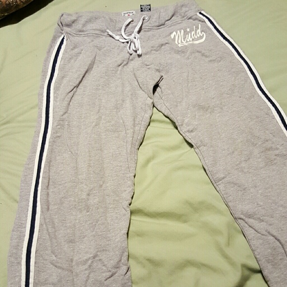 Gray with white and dark blue trim sweatpants