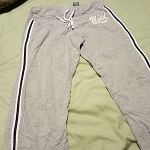 Gray with white and dark blue trim sweatpants