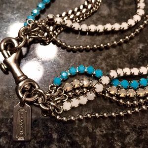 Coach Necklace Blue White Swarovski Crystal