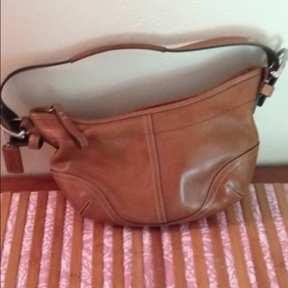 Authentic brown leather coach purse