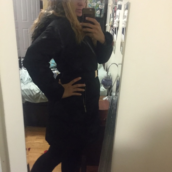 SOLD!Michael kors black gold belted coat - Picture 4 of 4