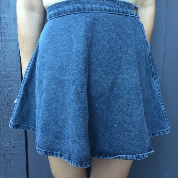 Black Denim Circle Skirt