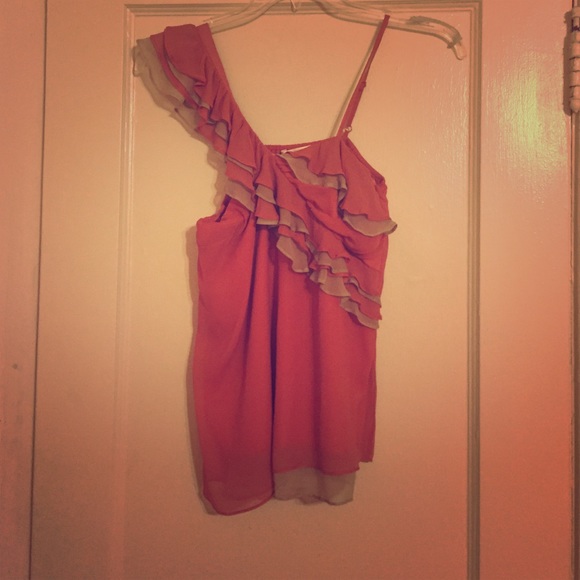 Burnt peach and taupe party top.