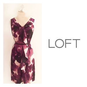 LOFT Watercolor Floral Ruffle Front Dress
