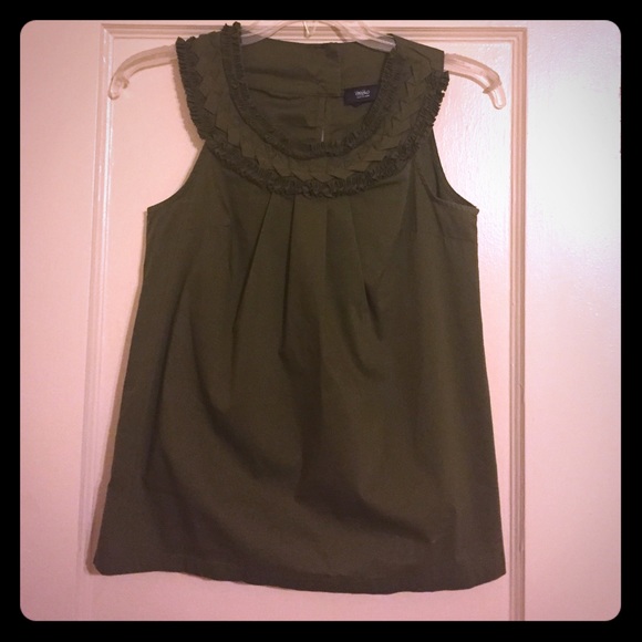 Simple olive green tank with embellishment