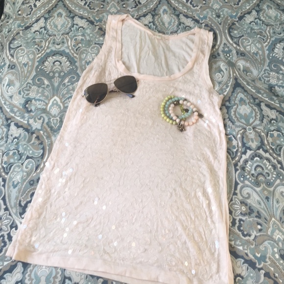 J. Crew light pink sequined top