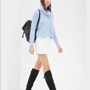 Cropped cowl neck sweater