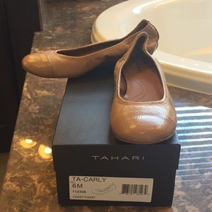 Tahari Nude Cap Toe Flats
