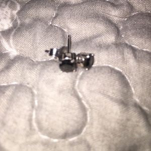 Black diamond and silver earrings