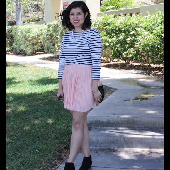 Blush Pink Accordion Pleat Skirt