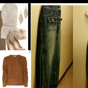 White Washed Denim  Maxi Skirt