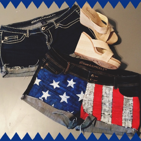 Blue Asphalt Pants - Lowest: Lot of 2 Cutoff Denim Shorts