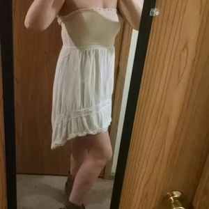 Tan vintage looking dress.