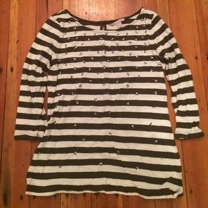 Banana Republic Striped Embellished Tee