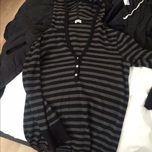 Long sleeve thermal stripped hoodie