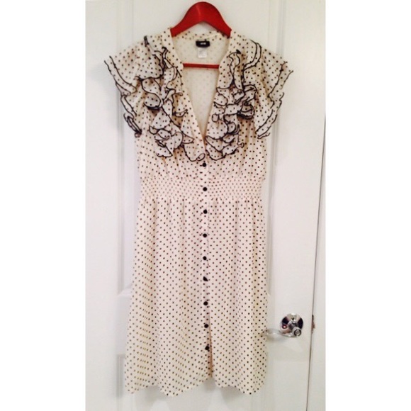 White and Black Polka-Dot Dress