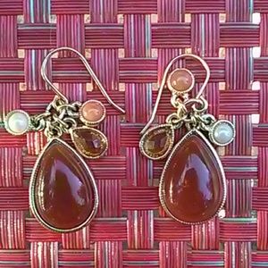 Ralph LAUREN Dangle Earrings - Amber and Gold tone