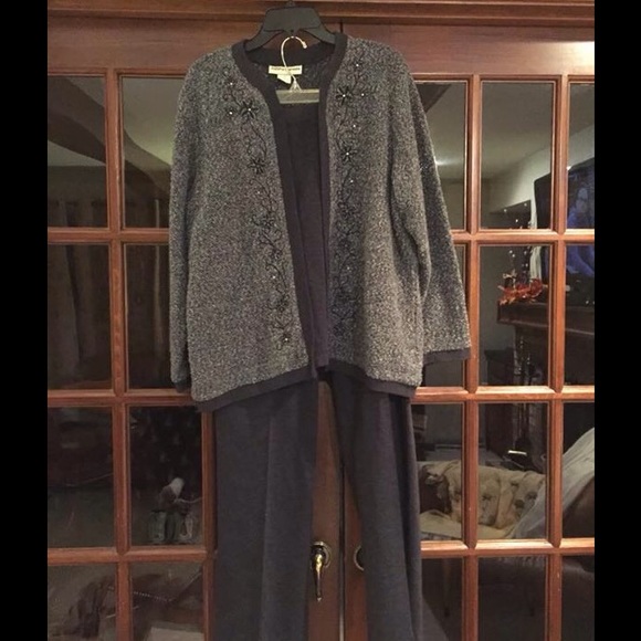 Charcoal Pants with Matching Embroidery Top. Sale!