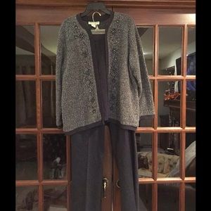 Charcoal Pants with Matching Embroidery Top. Sale!