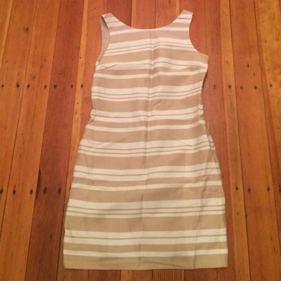Banana Republic Beige and White Striped Dress