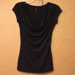 Black cowl neck top.