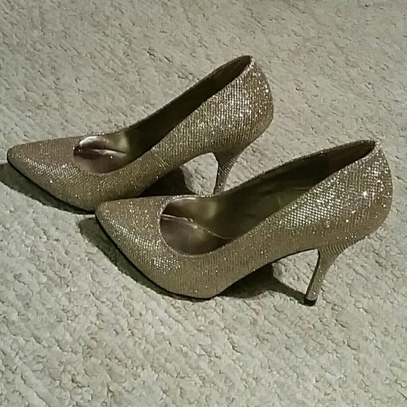Gold heels .. only used once
