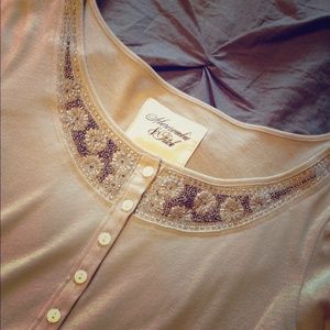 Light taupe sequined Abercrombie shirt