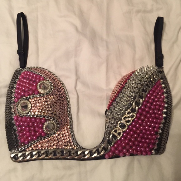 Bra top stoned out with spikes