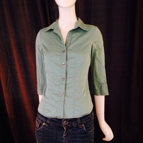 Teal button-up blouse
