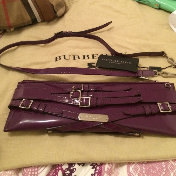 Burberry Purple Patent Parmoor Clutch - Picture 2 of 4
