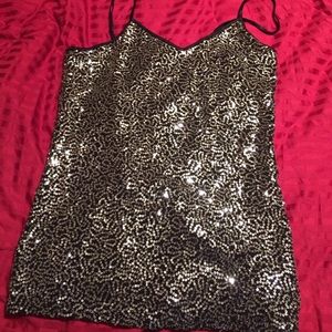 Black and Gold Sequin Tank