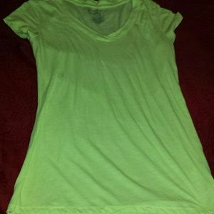 V-neck neon green shirt